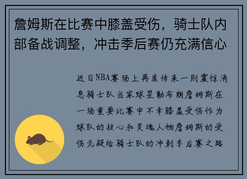 詹姆斯在比赛中膝盖受伤，骑士队内部备战调整，冲击季后赛仍充满信心
